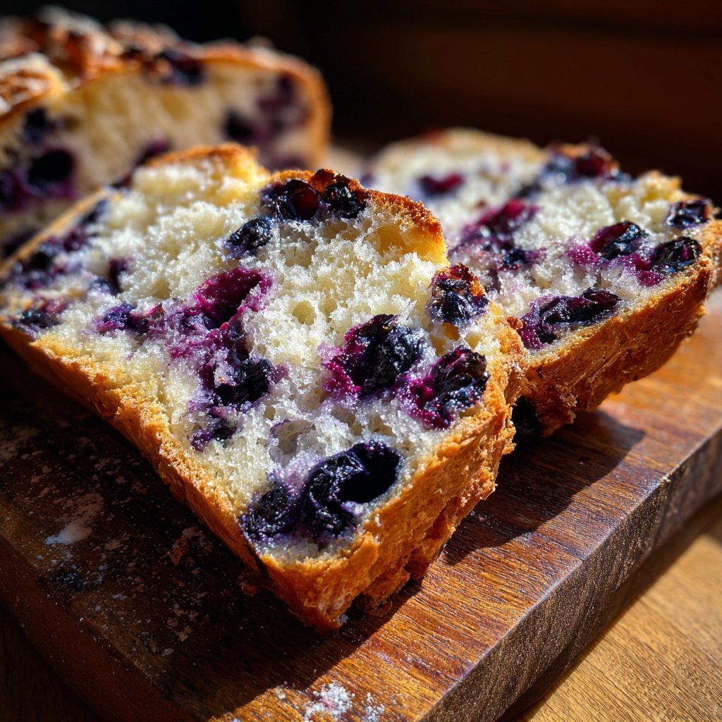 Blueberry Lemon Sourdough Bread Sliced