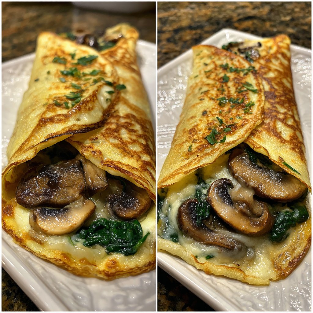 Spinach and Mushroom Stuffed Crepes