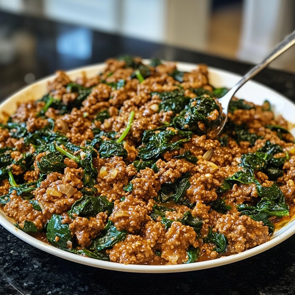 Ground Beef Skillet with Spinach