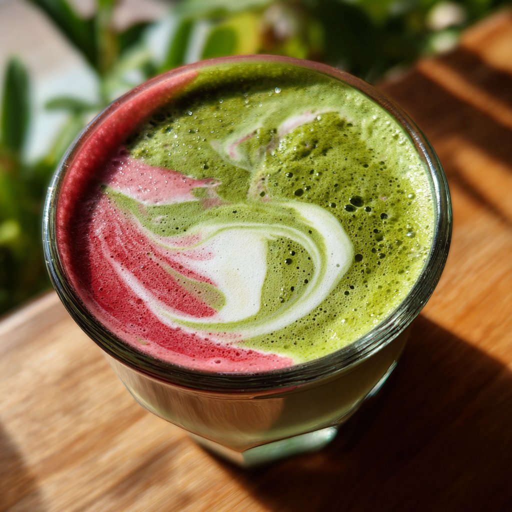 Strawberry Matcha Latte With Cream