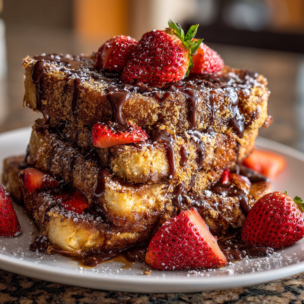 Valentines Breakfast Chocolate French Toast