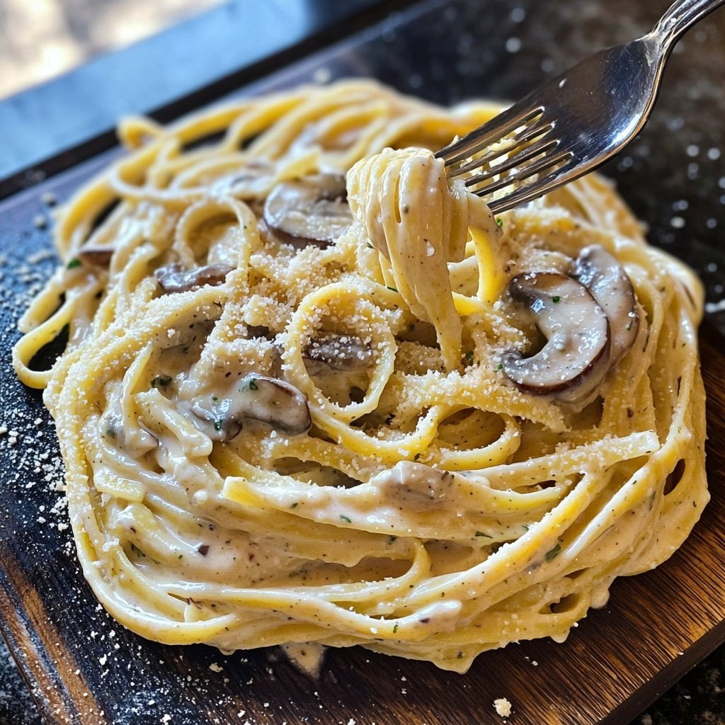 Valentine Dinner Creamy Mushroom Pasta
